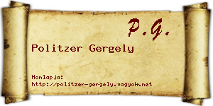 Politzer Gergely névjegykártya